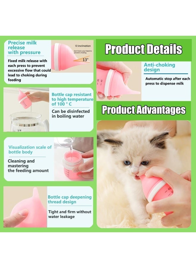 Kitten & Puppy Nursing Bottle with 1 Extra Silicone Nipple, Anti-Choking Pet Feeder, Reusable Feeding Bottle with Clear Scale for Newborn Kittens, Puppies & Small Pets (Pink) - Image 4